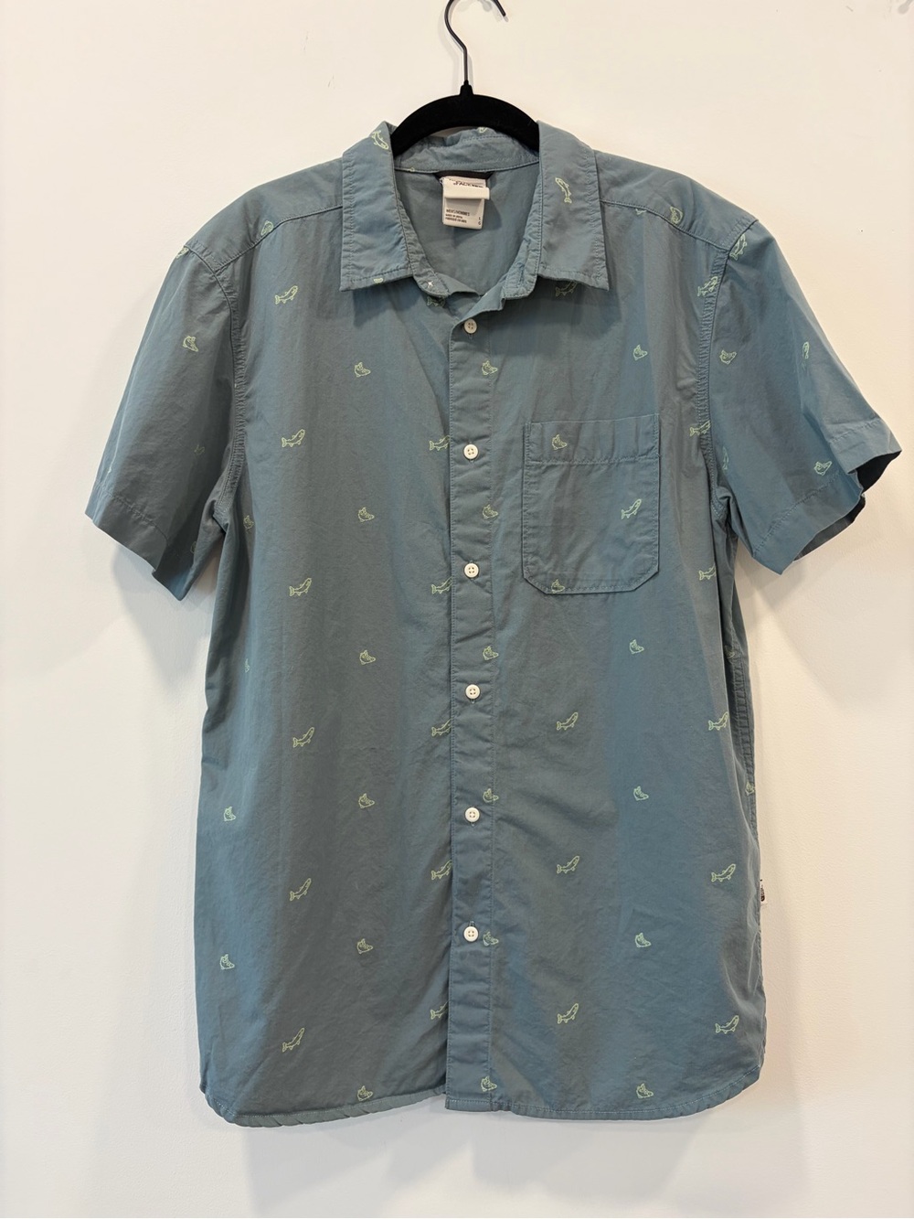 The North Face Men’s L Blue Fish Embroidered 100% Cotton Short Sleeve Shirt